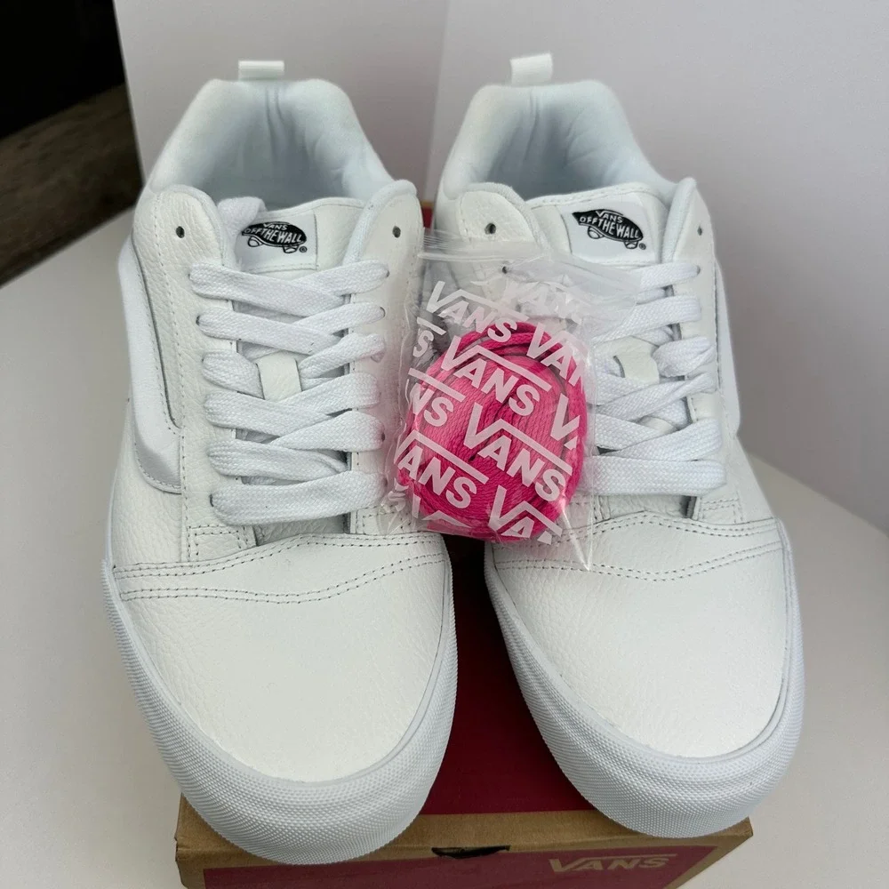NEW Vans Knu Skool Leather True White Skate Shoes Chunky 90s Sneakers Mens 11.5